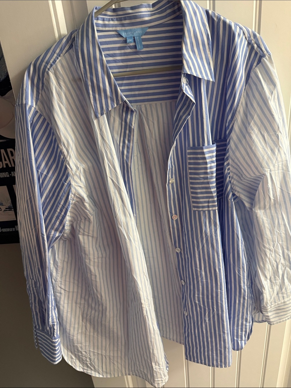 Draper James Blue and White Striped Button-Down Shirt